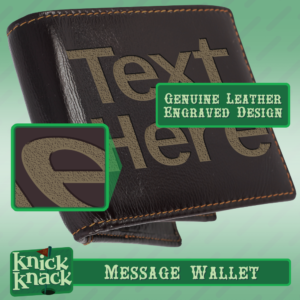 Custom Engraved Wallet - Add Your Emoji Text Here - Genuine Soft Cowhide Bifold Leather